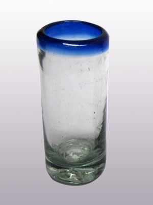 MEXICAN GLASSWARE / Cobalt Blue Rim 2 oz Tequila Shot Glasses 